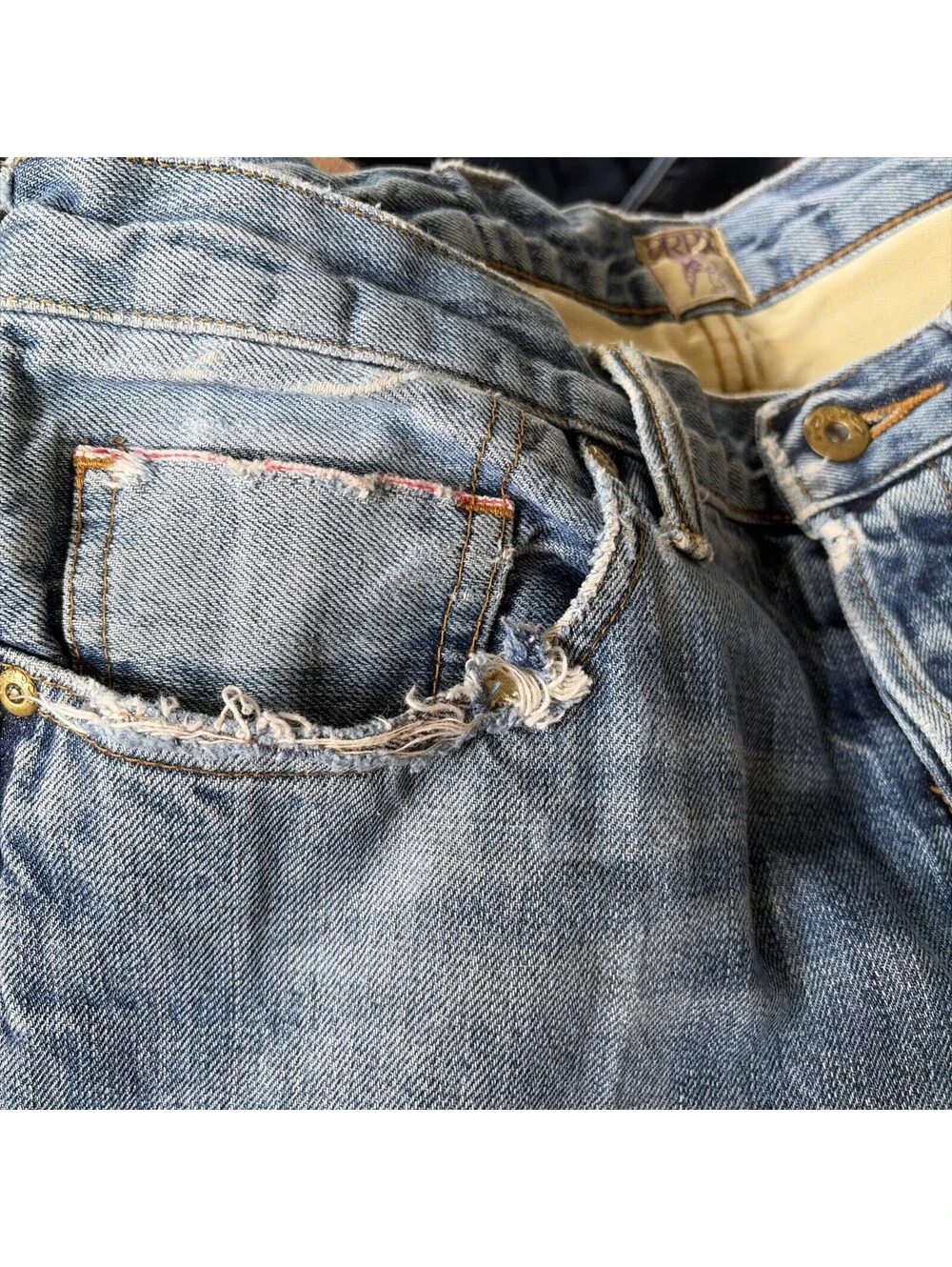PRPS Barracuda Selvedge Jeans Button Fly Medium Wash Faded Distressed Size 32